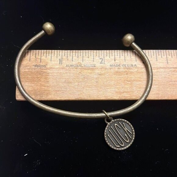 Cuff Bracelet with Removable "Luck" Charm - Picture 4 of 4